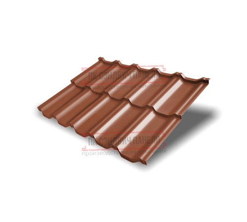 Металлочерепица модульная Квинта Uno 3D RAL8004 Satin-0,5
