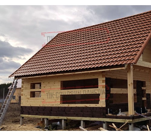 Металлочерепица модульная Квинта Uno 3D RAL8004 Drap-0,45