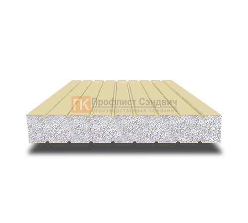 Сэндвич панели без замков с пенополистиролом, ширина 1200 мм, толщина 50 мм, 0.5/0.5, RAL 1014