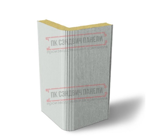 Угловая сэндвич-панель вертикальная из пенополиуретана, 0.5/0.5, ширина 1200 мм, толщина 50 мм, RAL7035