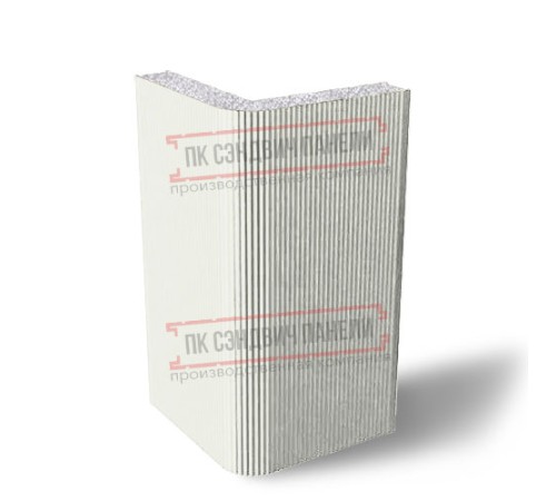 Угловая сэндвич-панель вертикальная из пенополистирола, 0.5/0.5, ширина 1200 мм, толщина 30 мм, RAL9003