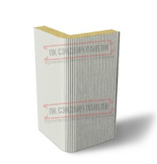 Угловая сэндвич-панель вертикальная из пенополиизоцианурата, 0.5/0.5, ширина 1000 мм, толщина 40 мм, RAL9002