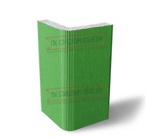 Угловая сэндвич-панель вертикальная из пенополистирола, 0.5/0.5, ширина 1000 мм, толщина 20 мм, RAL6018