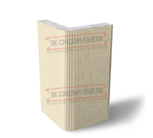 Угловая сэндвич-панель вертикальная из пенополистирола, 0.5/0.5, ширина 1000 мм, толщина 200 мм, RAL1015
