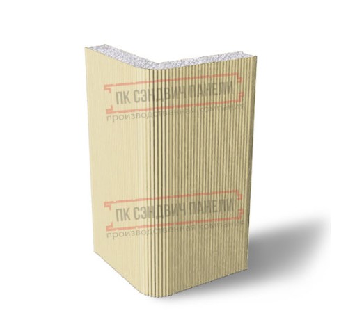 Угловая сэндвич-панель вертикальная из пенополистирола, 0.5/0.5, ширина 1200 мм, толщина 200 мм, RAL1014