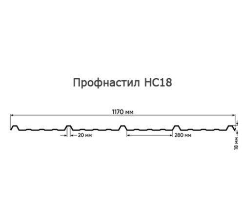 Продольно гнутый профнастил для укрытий конвейеров НС18ПГ-1170, 0,9, оцинкованный