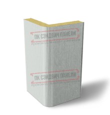Угловая сэндвич-панель вертикальная из пенополиуретана, 0.5/0.5, ширина 1200 мм, толщина 10 мм, RAL7035