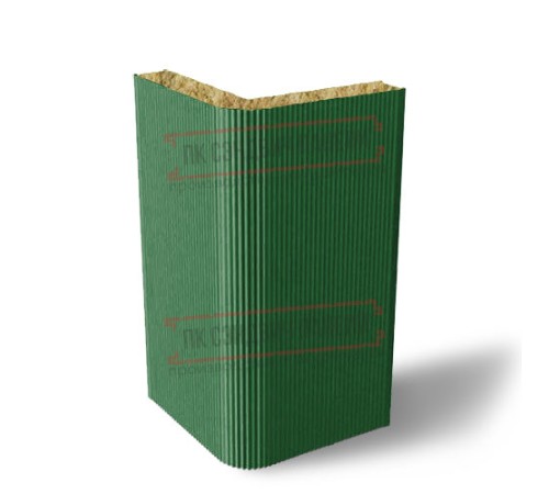 Угловая сэндвич-панель вертикальная из минеральной ваты, 0.5/0.5, ширина 1000 мм, толщина 80 мм, RAL6002