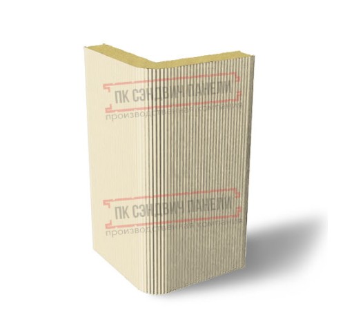 Угловая сэндвич-панель вертикальная из пенополиизоцианурата, 0.5/0.5, ширина 1200 мм, толщина 20 мм, RAL1015