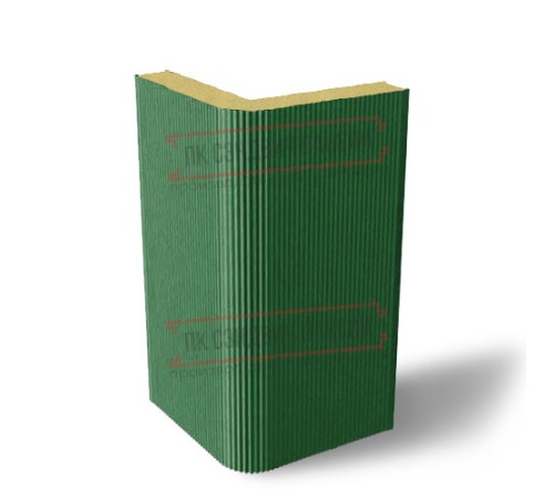 Угловая сэндвич-панель вертикальная из пенополиизоцианурата, 0.5/0.5, ширина 1200 мм, толщина 10 мм, RAL6002