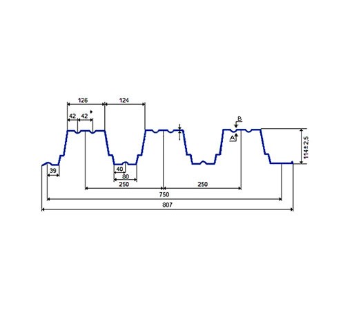 Профнастил H114ПГ-0.9, для бескаркасных ангаров, Полиэстер RAL 3003